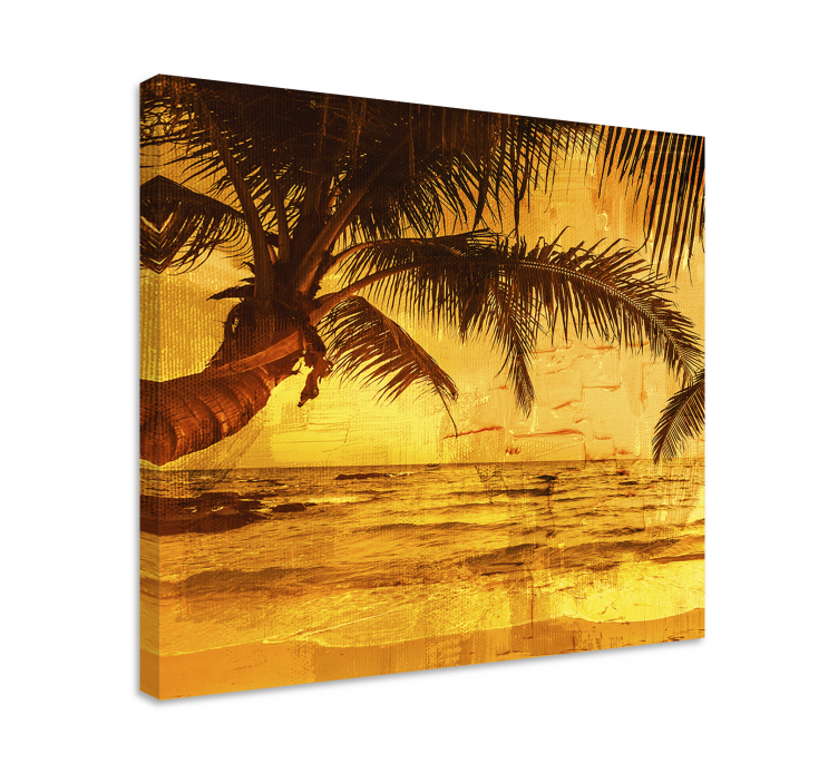 Landscape canvas sunset palm view - TenStickers