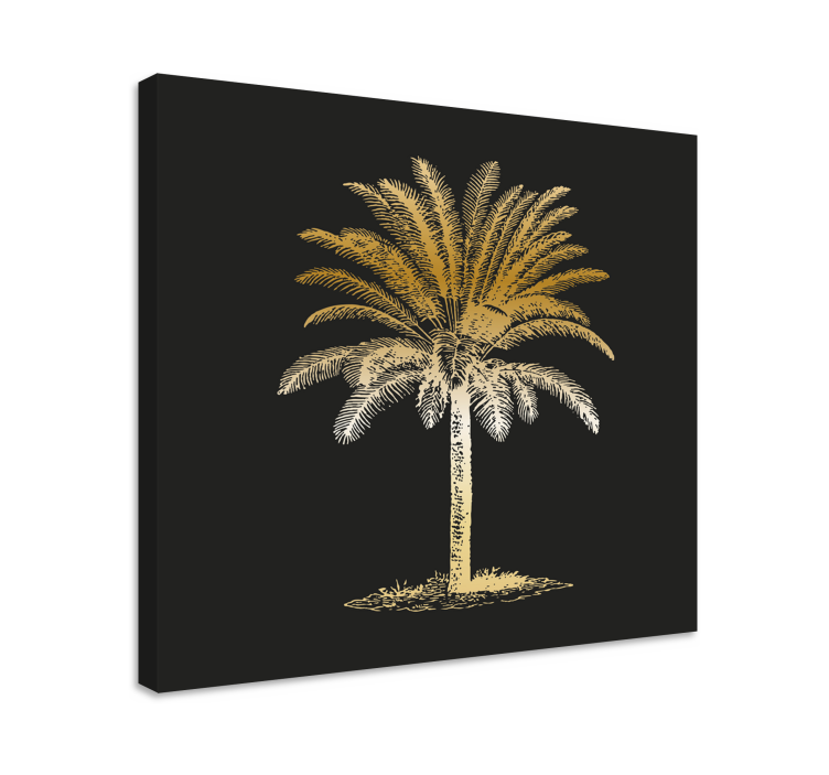 Flowers canvas golden palm tree art print - TenStickers