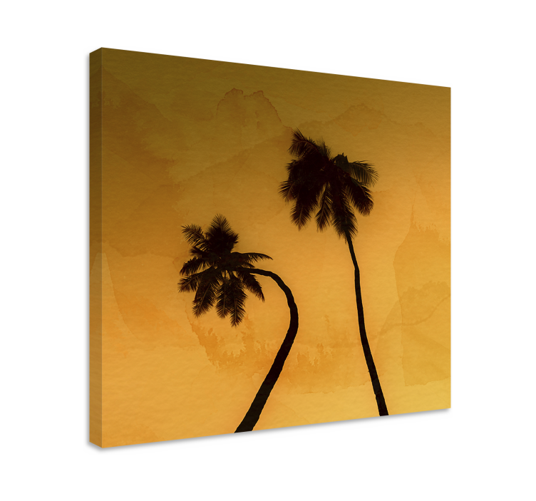 Silhouetted Palms At Sunset Flowers  canvas - TenStickers