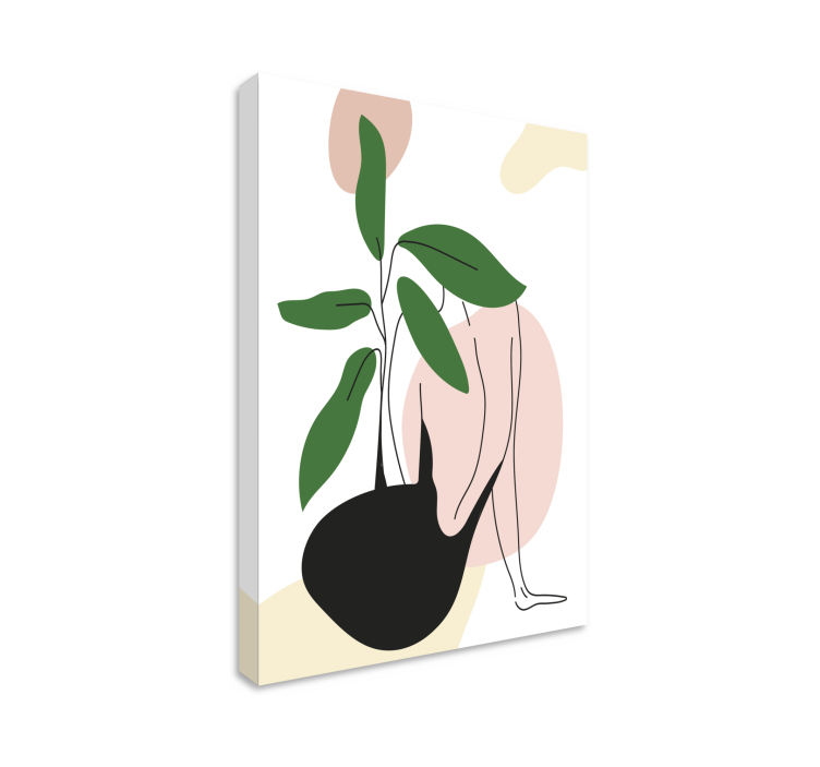 Abstract wall art female figure plant - TenStickers