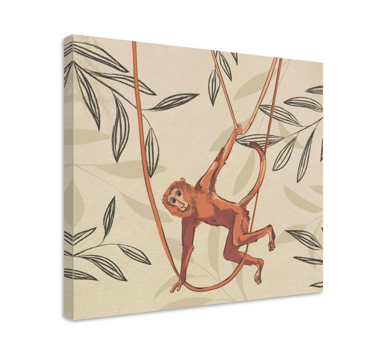 Animal canvas wall art swinging monkey design - TenStickers