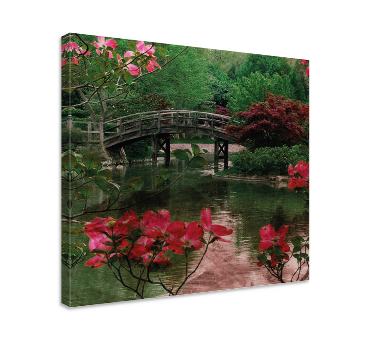 Flowers canvas bridge enveloped in blossoms - TenStickers