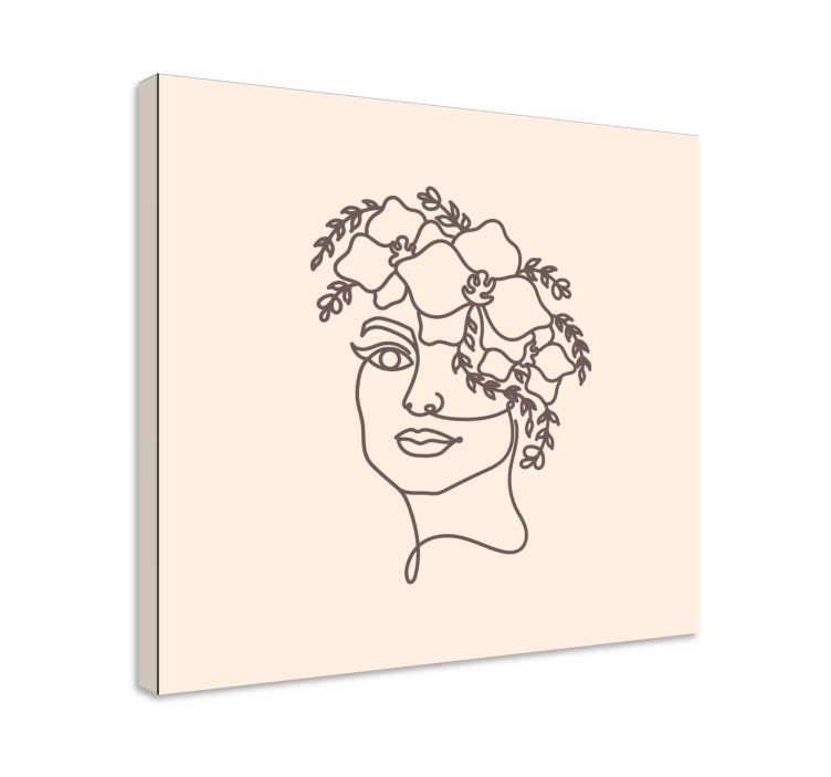 Floral Line Art people canvas - TenStickers