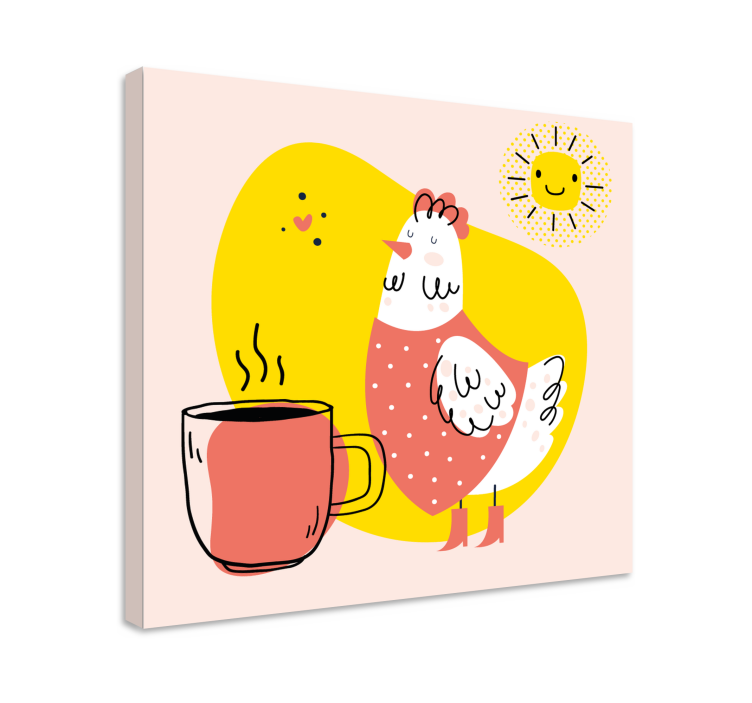 Cheerful chicken morning animal canvas wall art - TenStickers