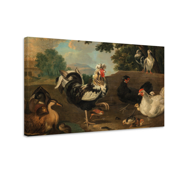 Dog wall art farmyard roosters gathering - TenStickers