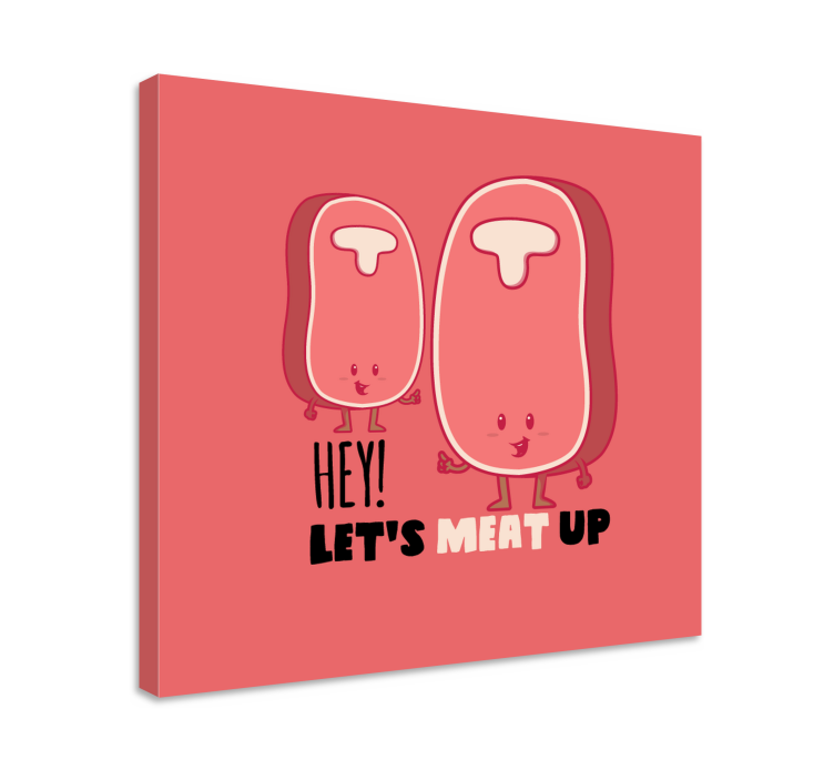 Let's meat up smiley character canvas - TenStickers