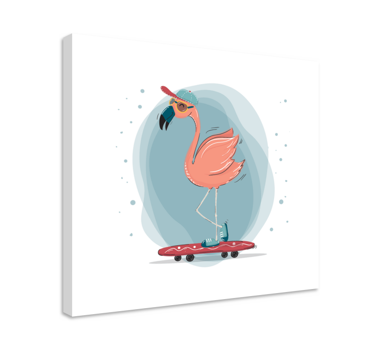 Animal canvas wall art skating flamingo - TenStickers
