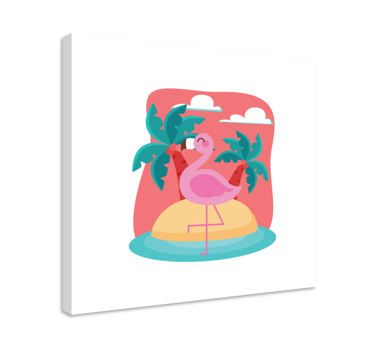Animal canvas wall art flamingo on island - TenStickers