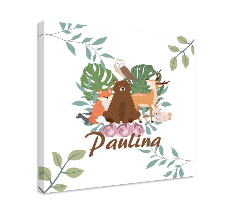 Forest animal with tropical leaves jungle theme canvas - TenStickers