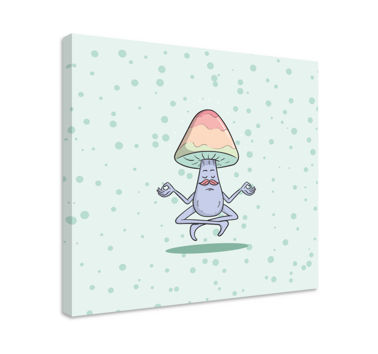 Quote canvas meditating mushroom character art - TenStickers