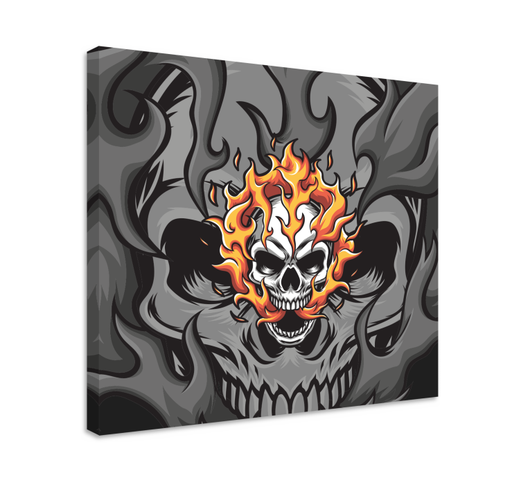 Quote canvas skull with flames artwork - TenStickers