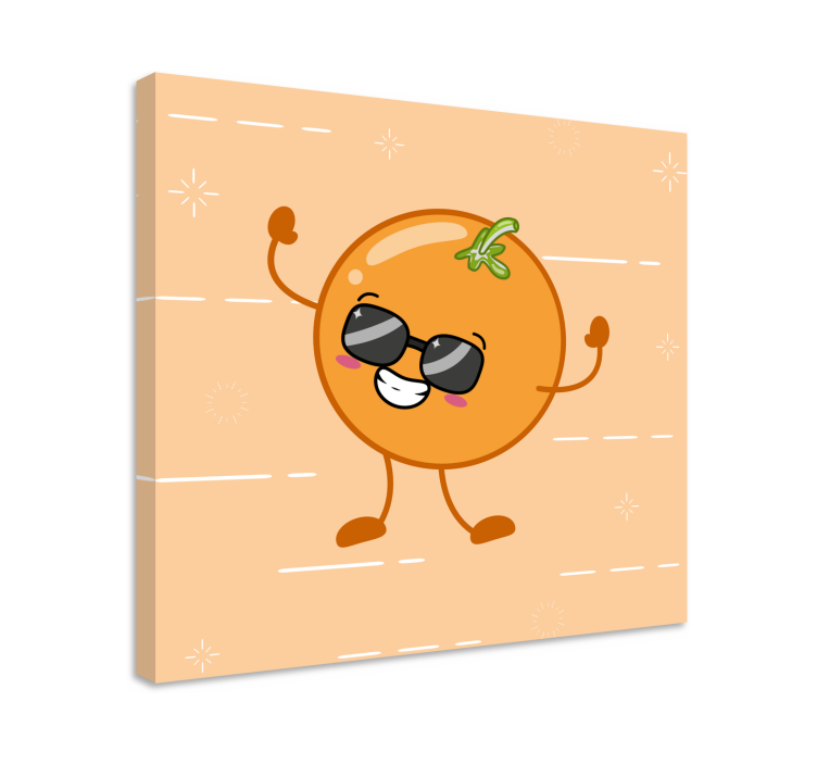 Fruit canvas wall art joyful orange shape - TenStickers