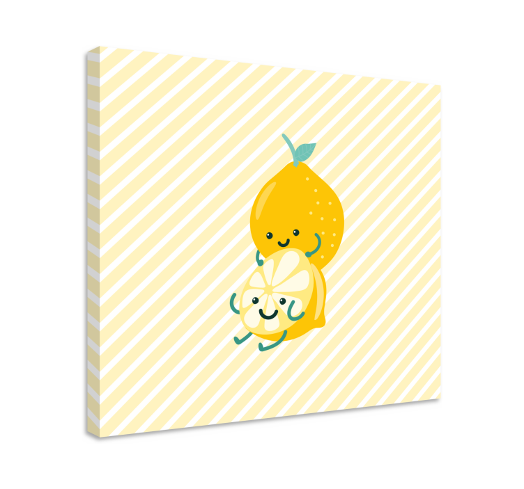 Fruit canvas wall art cute lemons embrace - TenStickers