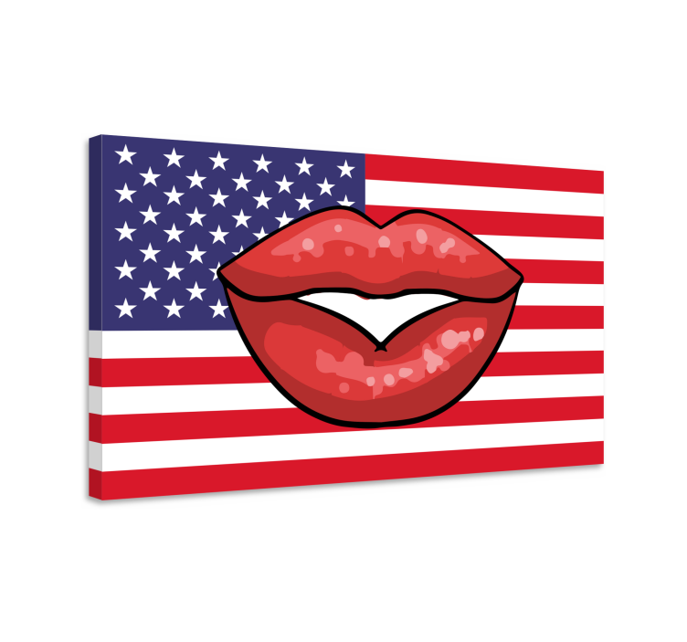 Retro canvas american flag lips - TenStickers