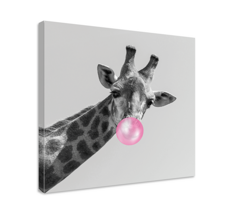 Animal canvas wall art giraffe with bubbles - TenStickers