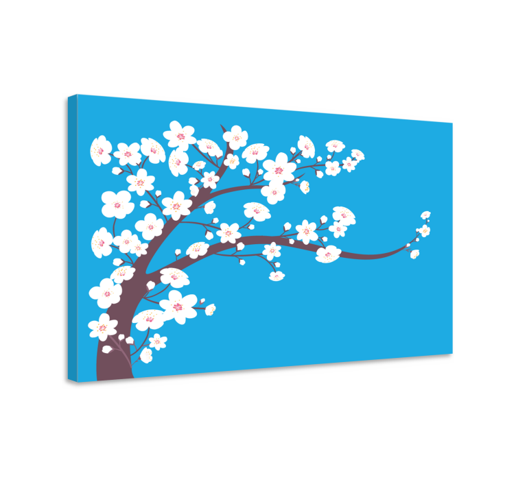Flowers canvas cherry blossom tree artwork - TenStickers