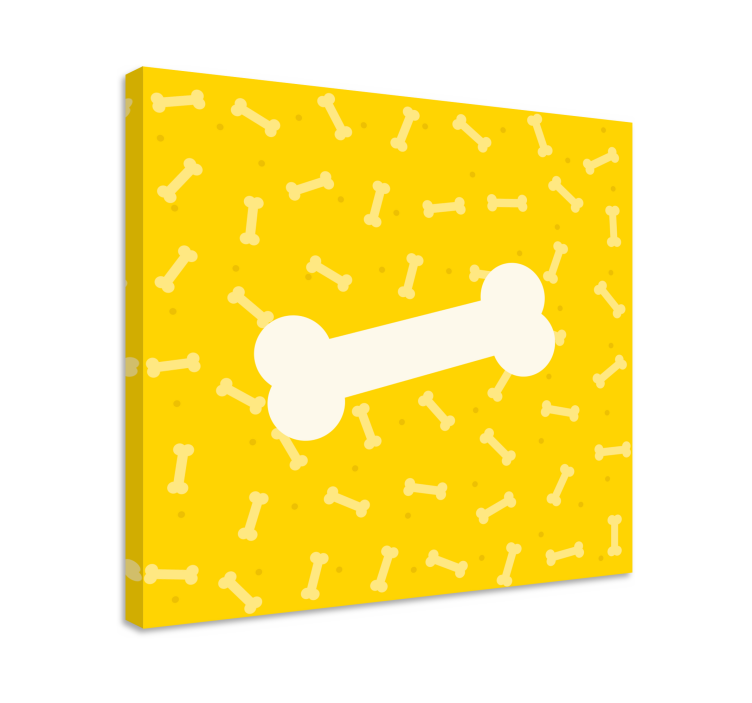 Cute yellow background dog bone canvas prints - TenStickers