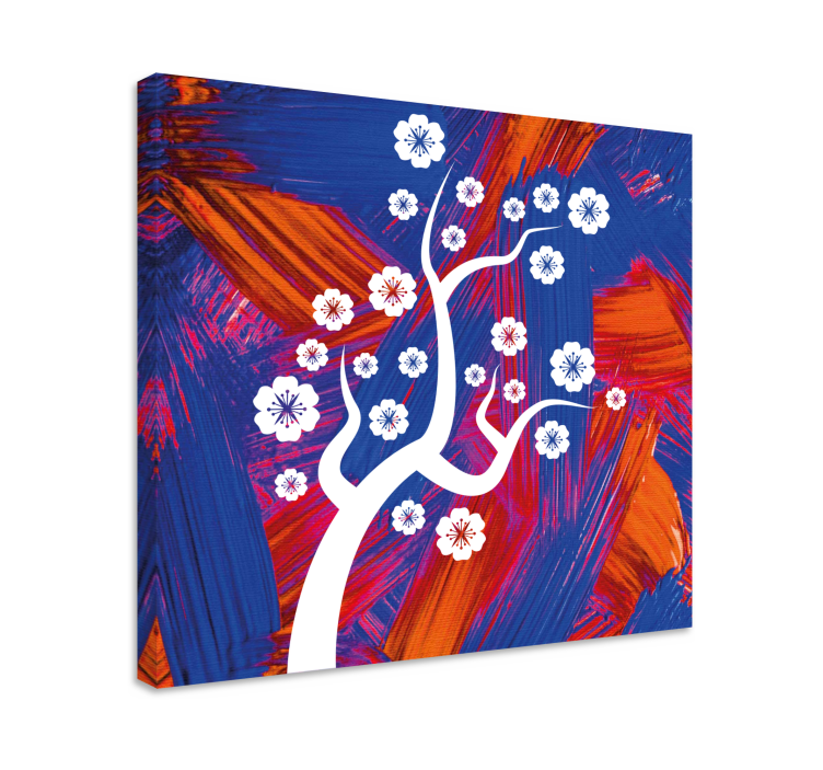 Flowers canvas white blossom tree art - TenStickers