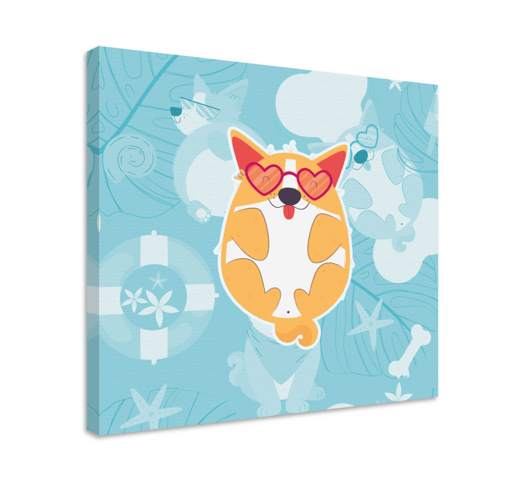 Dog wall art charming corgi lounging - TenStickers