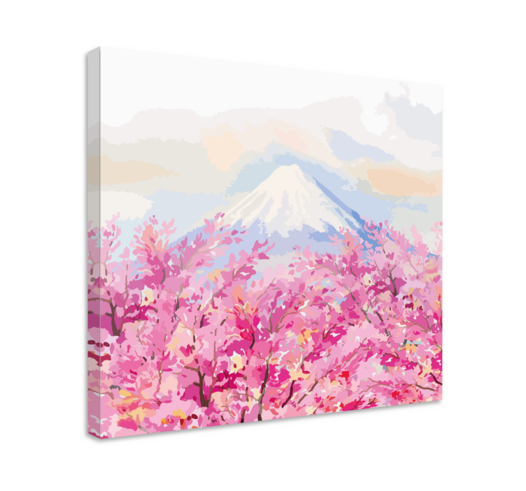 Flowers canvas mount fuji cherry blossom - TenStickers