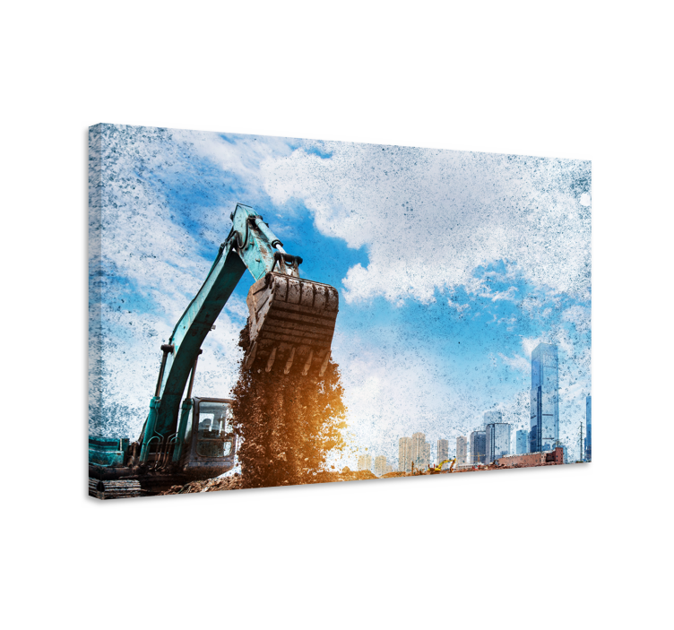 Excavator urban landscape cityscape wall art - TenStickers
