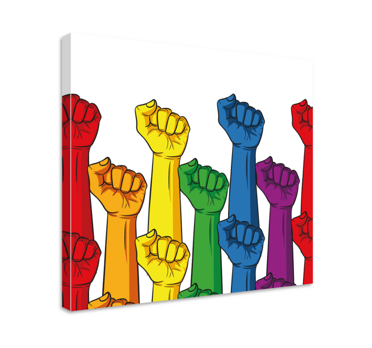 Quote canvas colorful raised fists - TenStickers