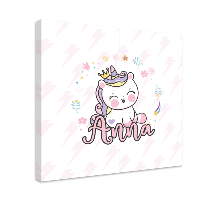 Pretty baby unicorn personalised canvas - TenStickers