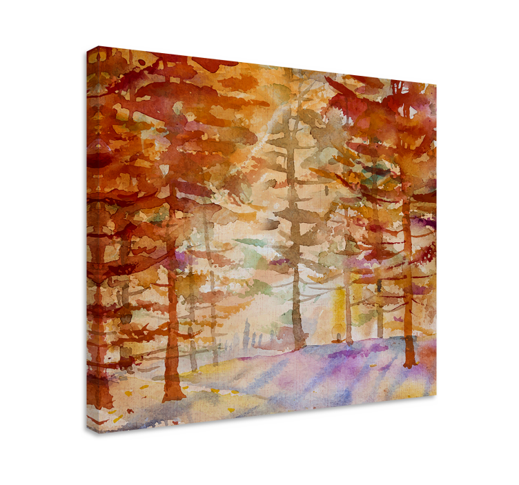 Autumn forest path flowers canvas - TenStickers