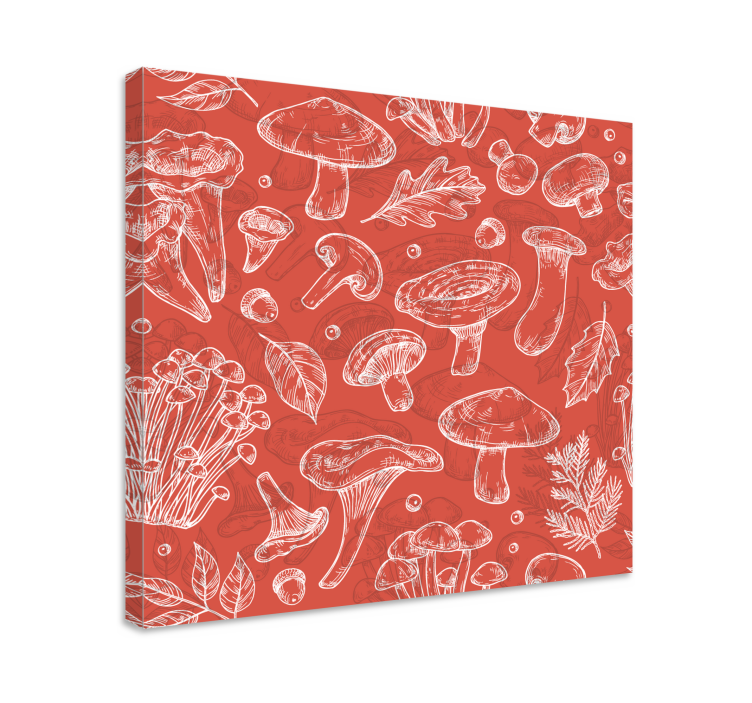 Flowers canvas mushroom and leaf - TenStickers