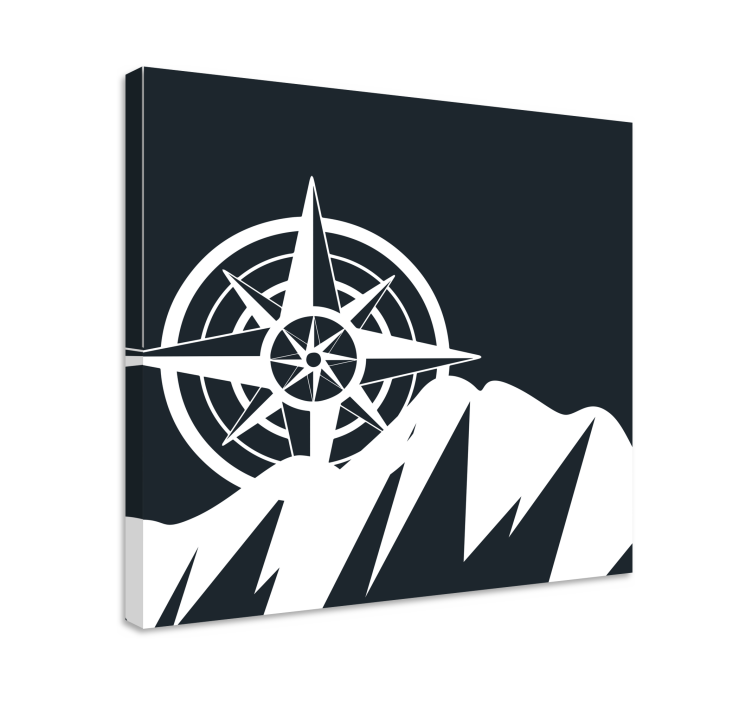 World map wall art compass and mountains design - TenStickers