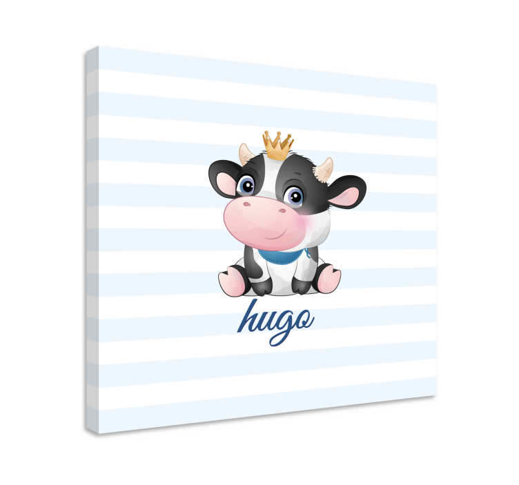 Cute crowned cow animal canvas wall art - TenStickers