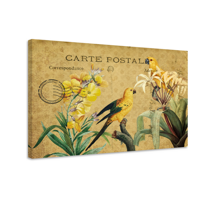 Elegant canvas wall art vintage bird postcard art - TenStickers