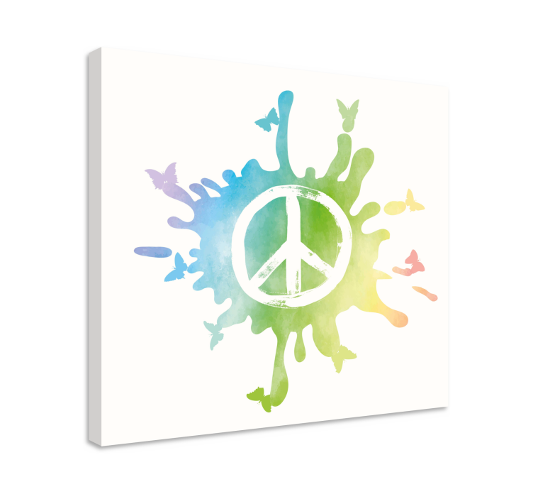 Rustic canvas wall art peace symbol splash - TenStickers