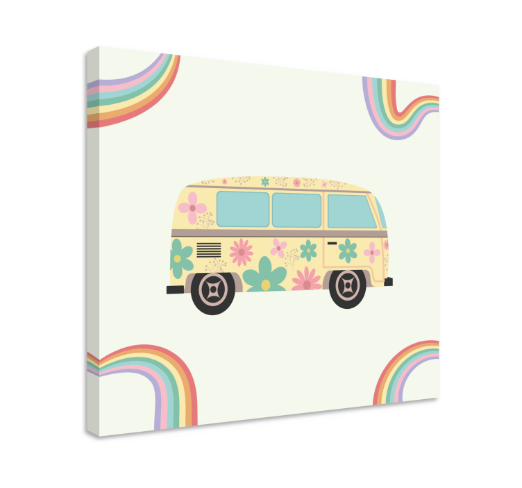 Retro floral van canvas wall art - TenStickers