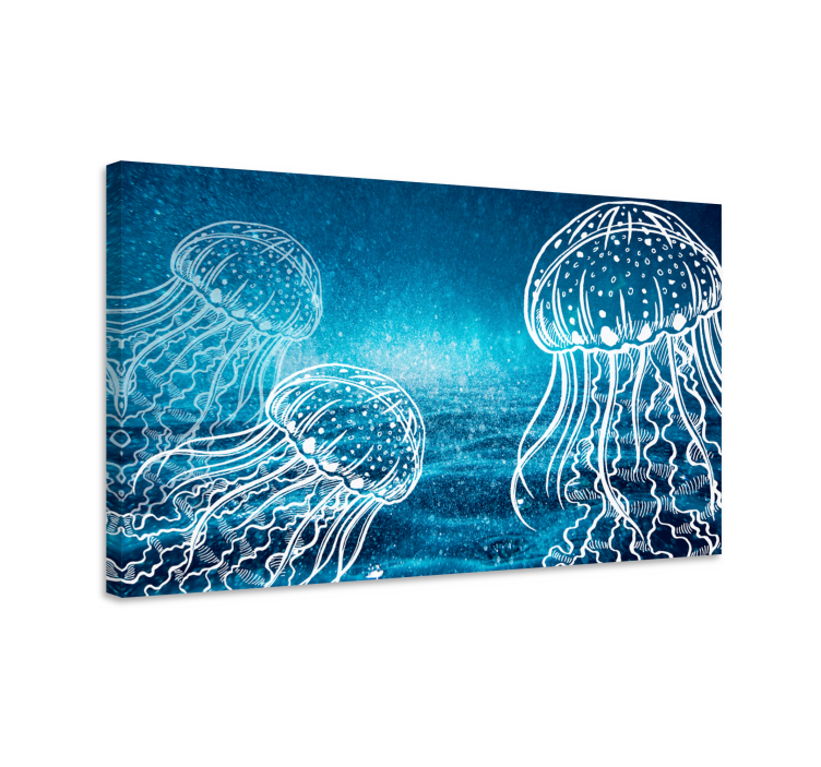 Nautical canvas art jellyfish ocean life - TenStickers