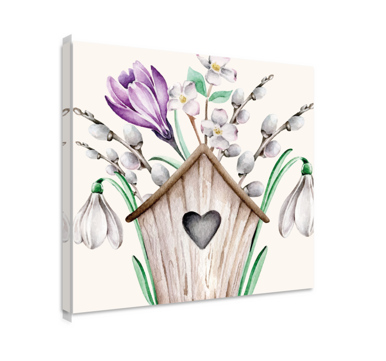 Flowers canvas birdhouse floral design - TenStickers