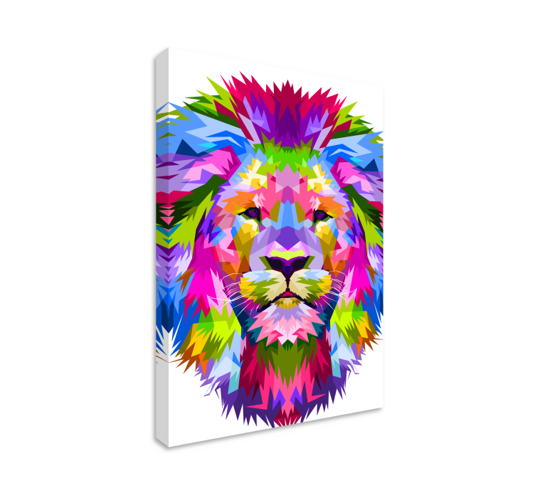 Lion Vivid Colors geometric canvas - TenStickers
