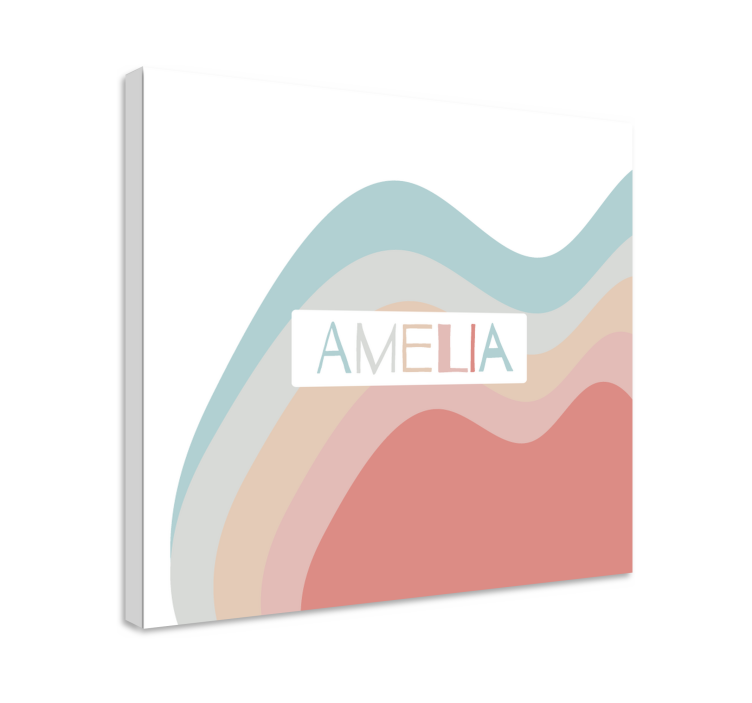 Abc canvas wall art curved text waves - TenStickers