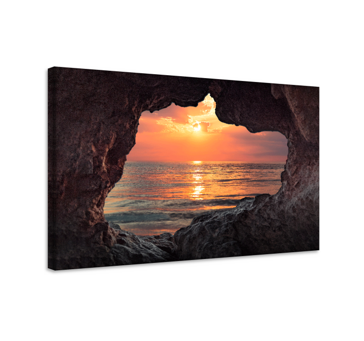 Sunset through rock landscape canvas - TenStickers