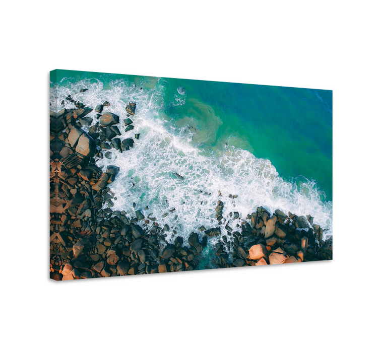 Nautical canvas art ocean waves and rocks - TenStickers
