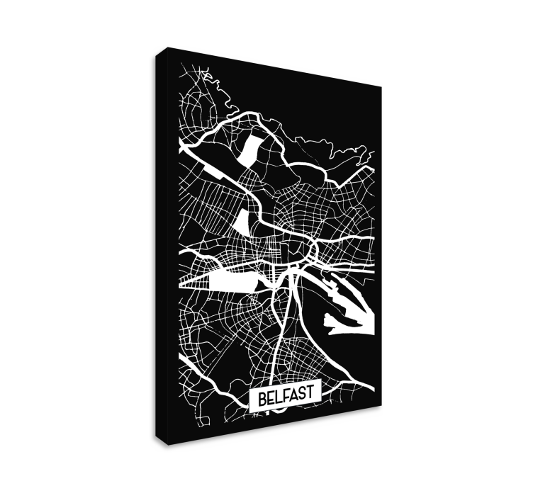 Belfast Topographic Map city canvas prints - TenStickers
