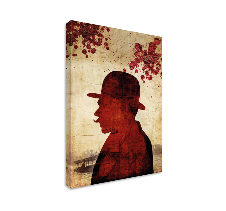 Hercule Poirot Silhouette character canvas - TenStickers