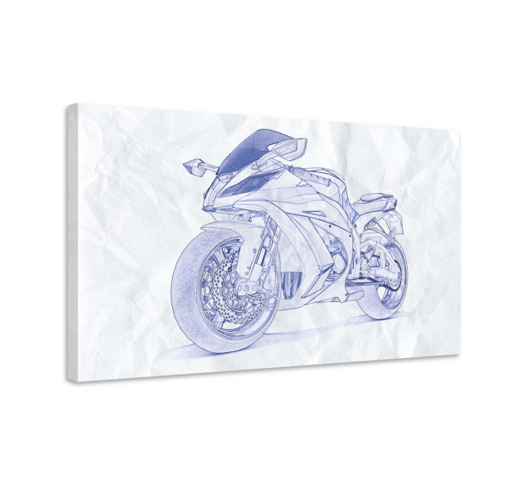 Pencil draw motorbike canvas wall art - TenStickers