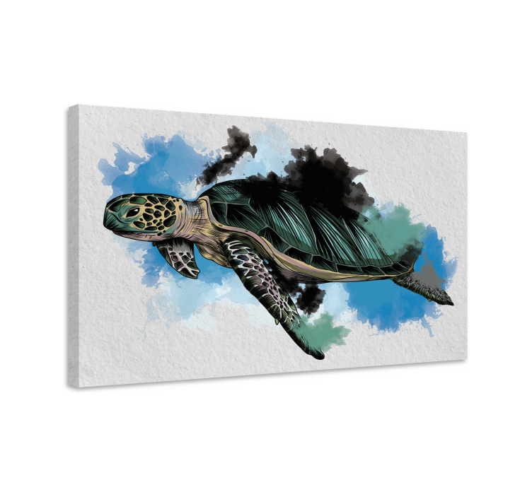 Watercolor turtle living room wall art - TenStickers