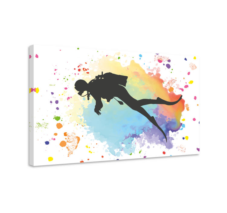 Scuba diver watercolor canvas - TenStickers