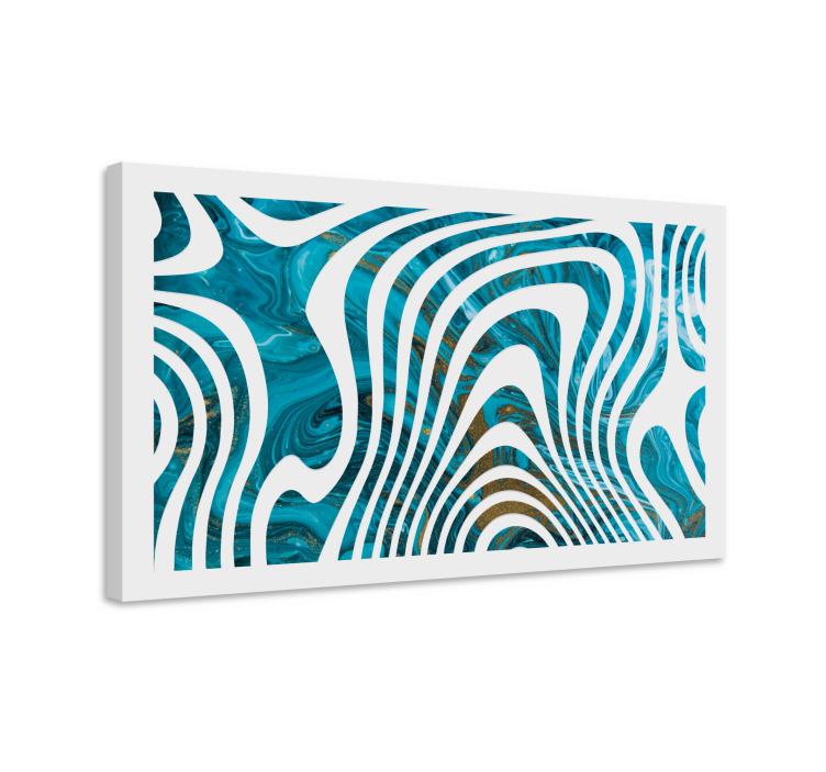 Abstract aquamarine lines abstract wall art - TenStickers