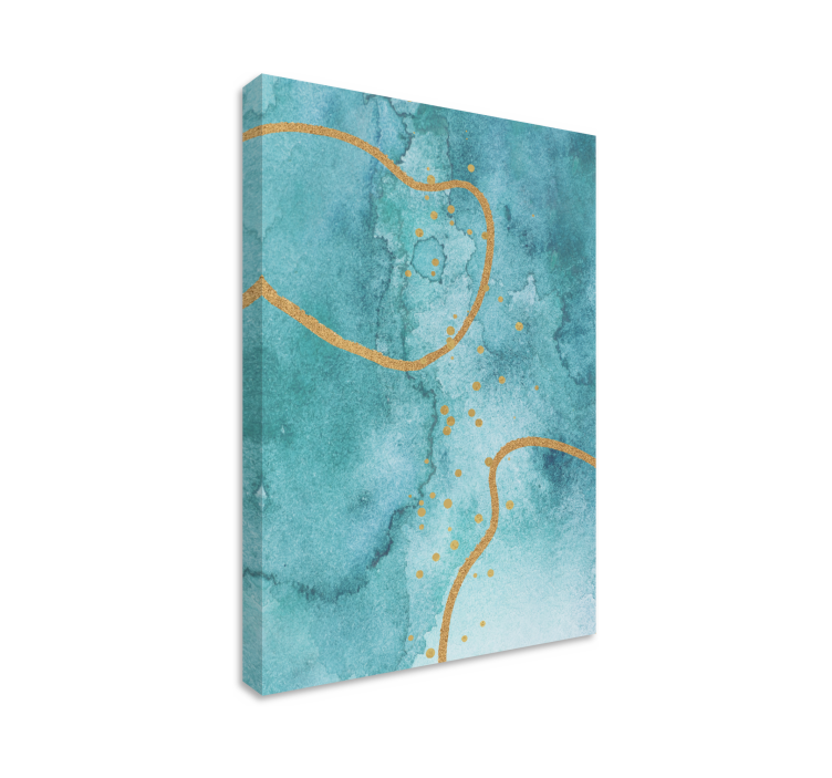 Abstract aquamarine gold abstract wall art - TenStickers