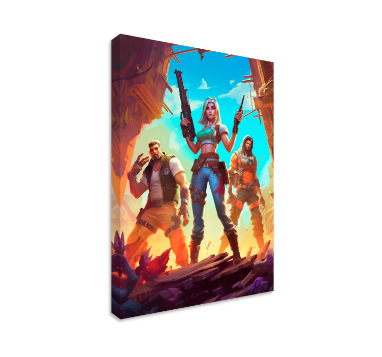 warriors in abandoned place game canvas art - TenStickers