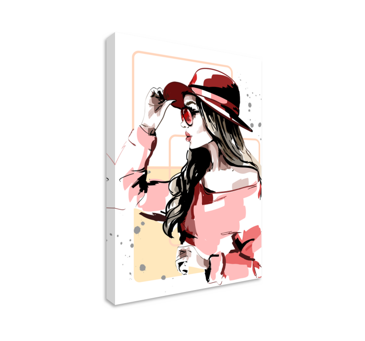 Modern woman model illustration canvas art - TenStickers