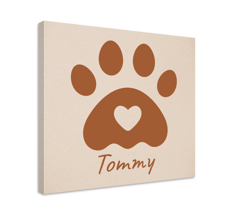 Paw print with customised name canvas print - TenStickers